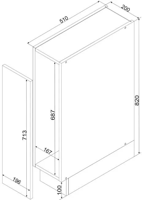 Szafka kuchenna z cargo 20 cm biały + dąb artisan C7-F09