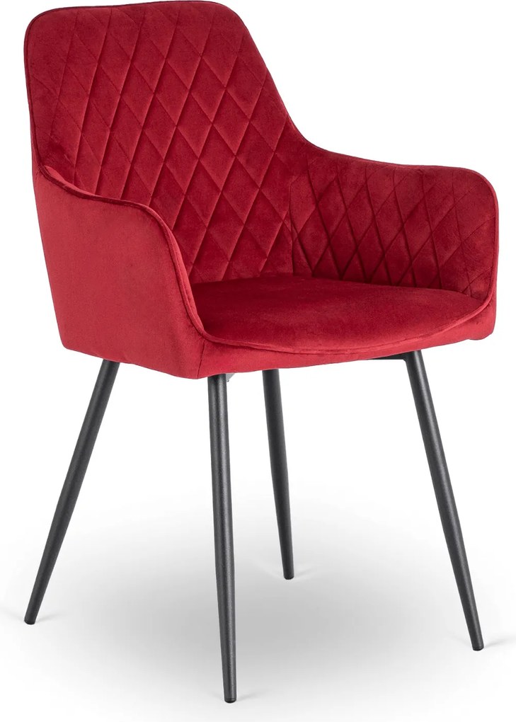 Krzesło Tapicerowane do Jadalni BRESSO Bordowe Welurowe Nowoczesne Loft