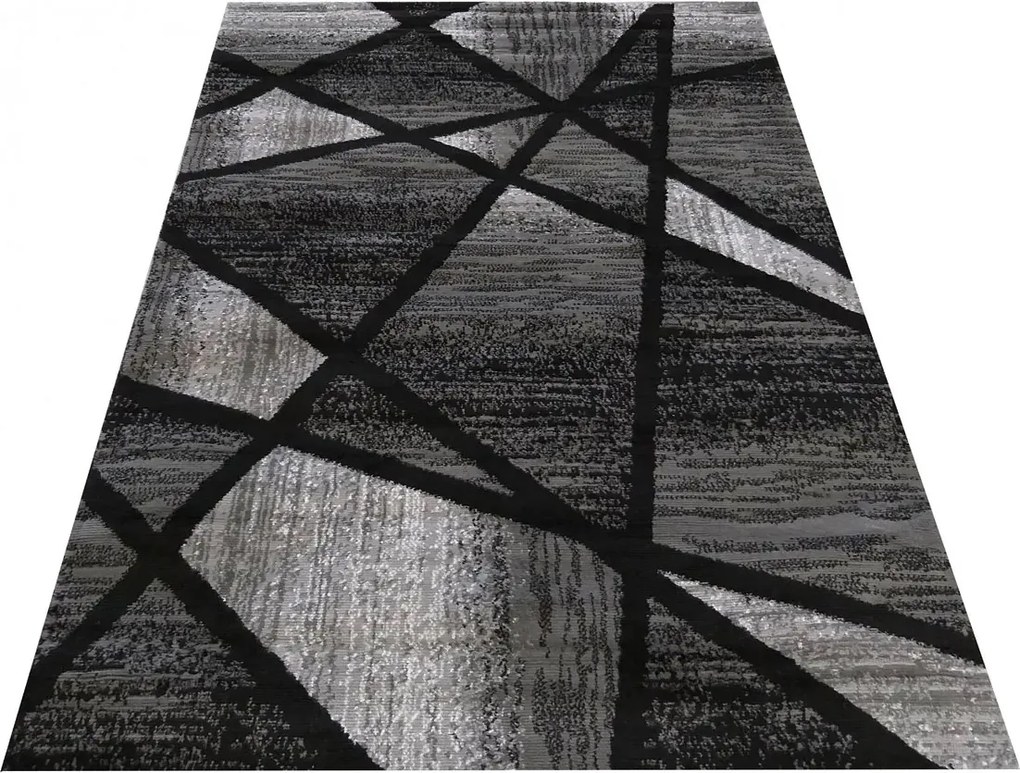 Czarno-szary geometryczny dywan L6-M13