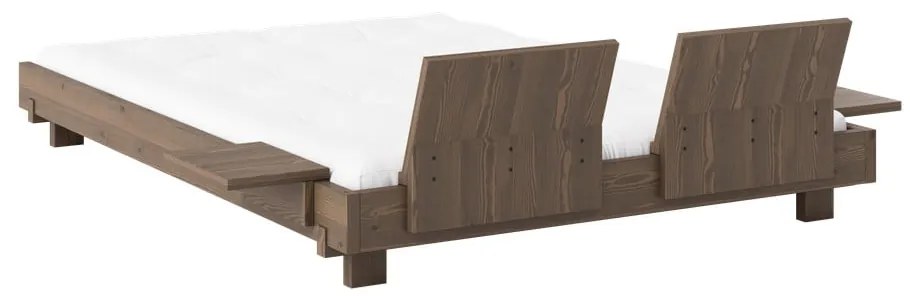 Brązowe łóżko dwuosobowe z litego drewna sosnowego ze stelażem 140x200 cm Social – Karup Design