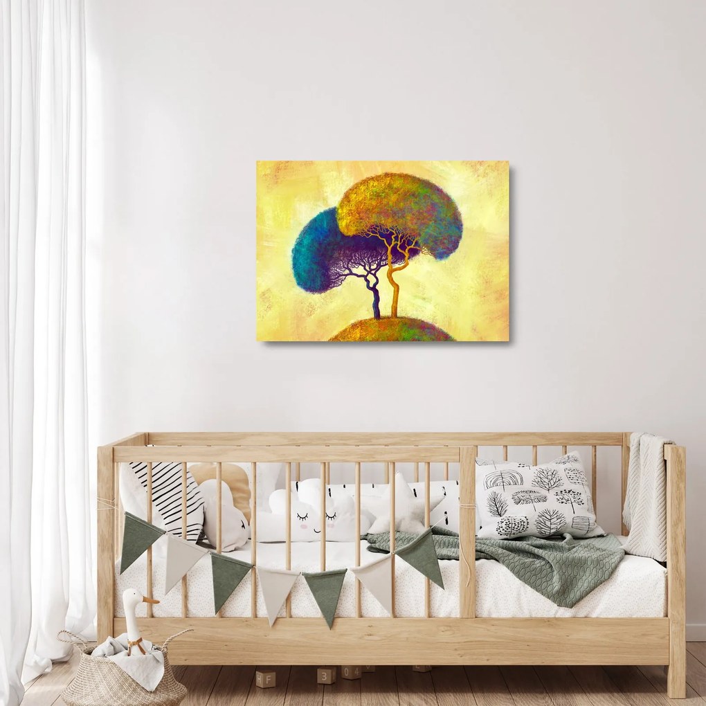 Obraz na szkle - Drzewa na wzgórzu (70x50 cm)