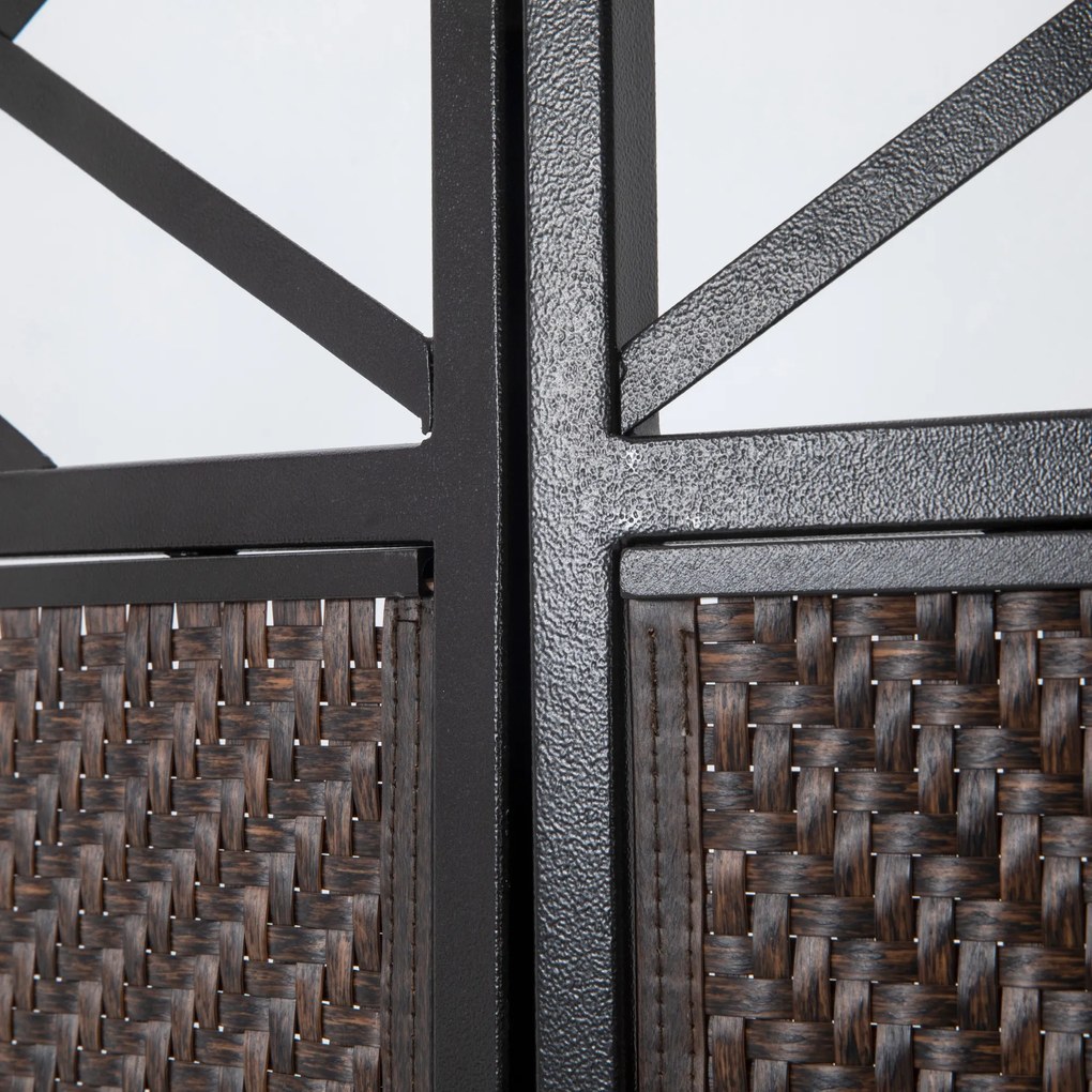 Outsunny Parawan ogrodowy Parawan, design vintage, 3-panelowy, 148 cm x 33 cm x 181 cm, Brązowy + Czarny