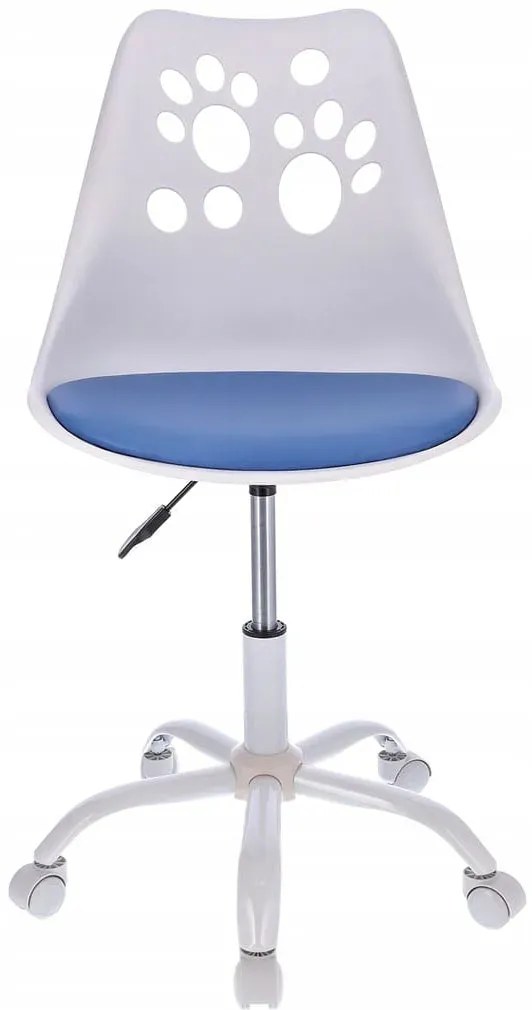 Biało-niebieski fotel obrotowy młodzieżowy E5-M28