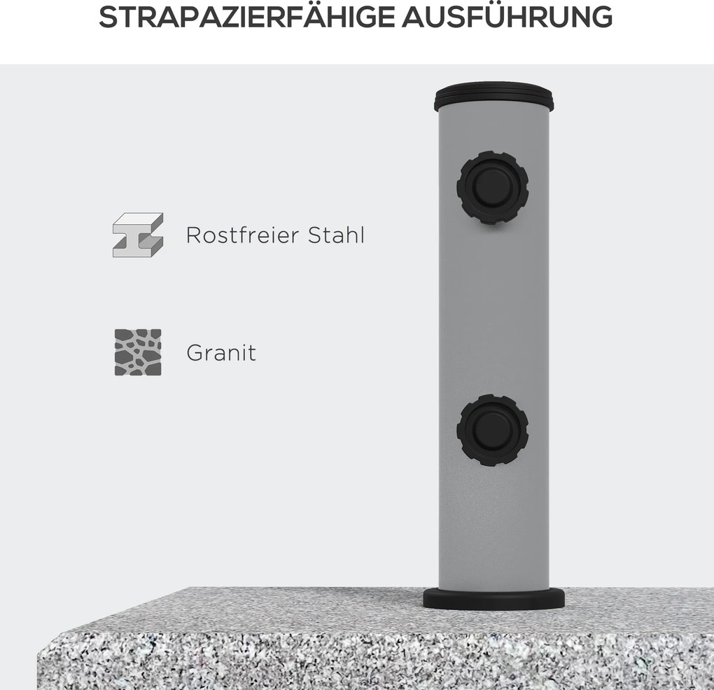 Outsunny Podstawa pod Parasol z Granitu, 28 kg, Koła, dla Masztów 32/38/48mm, Szary