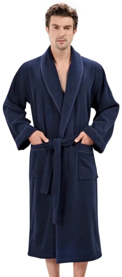 Męski szlafrok LORD + ręczniki + pudełko S Niebieski