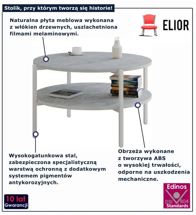 Okrągły nowoczesny stolik kawowy beton  Z8-H48