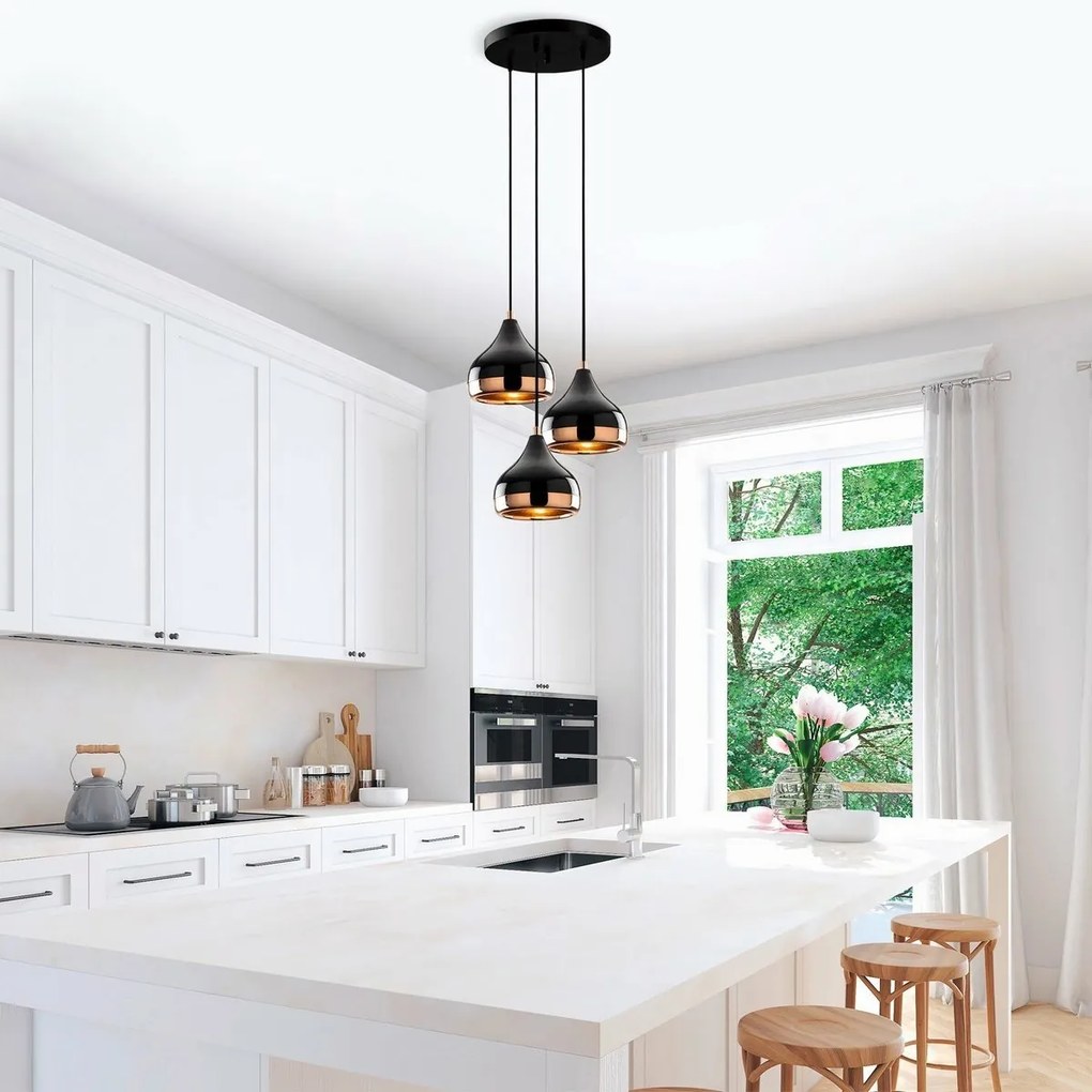 Lampa wisząca Yildo - 6871, czarna-miedziana