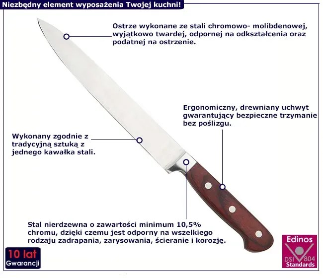 Klasyczny nóż kuchenny ze stali K3-S40