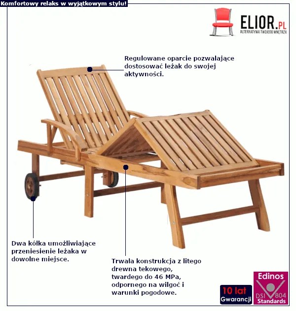 Drewniany leżak ogrodowy - Horta 2X