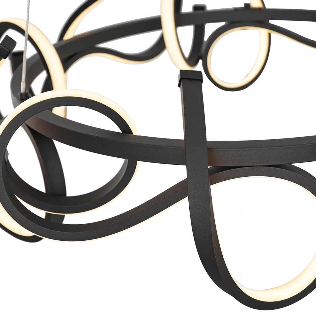 Designerska lampa wisząca czarna okrągła z 3-stopniowym ściemnianiem - Krisscross