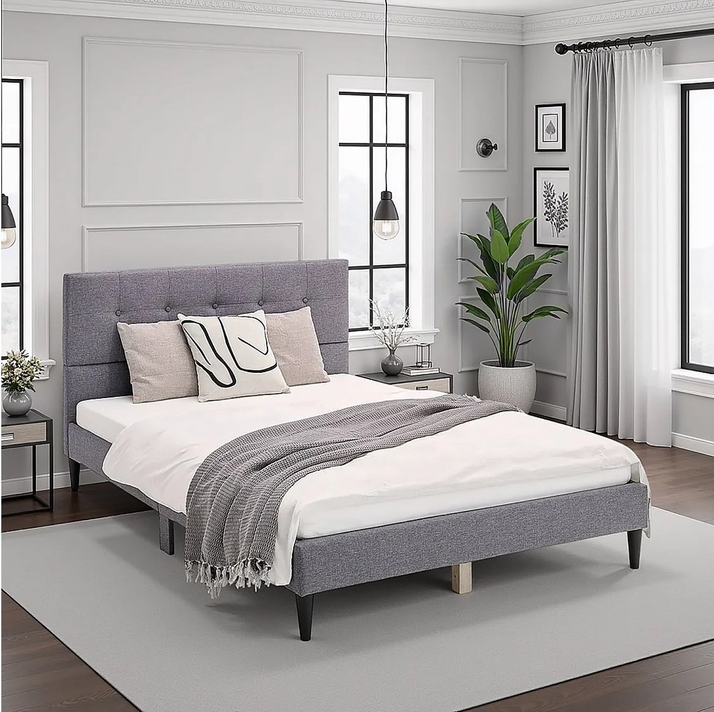 Tapicerowane łóżko 120x200 cm Szare