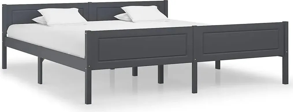 Szare podwójne łóżko z litego drewna 180x200 C3-T56
