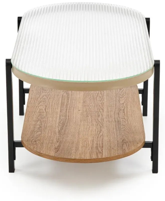 Ława owalna KAMALA 54x110 dąb naturalny/czarny HALMAR