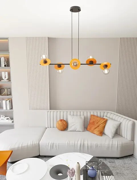 Nowoczesna czarno-pomarańczowa lampa wisząca - D159 R1-A27