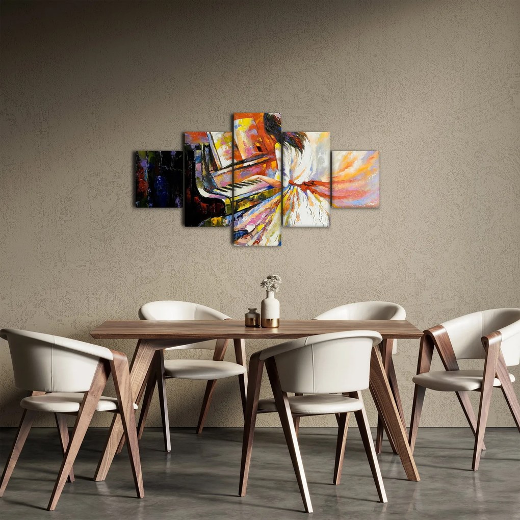 Obraz - Kobieta grająca na pianinie (125x70 cm)