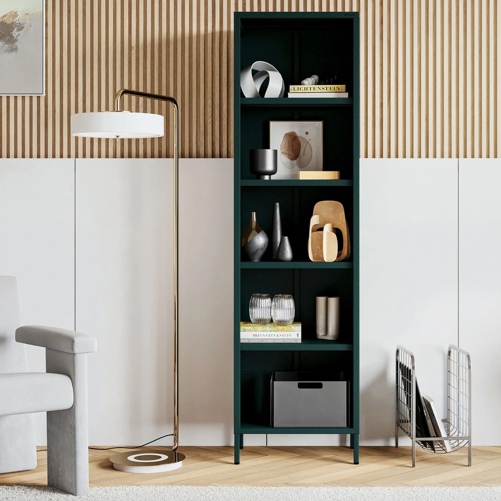 Regał na książki MARIO, 500 x 1800 x 350 mm, Modern: butelkowa zieleń