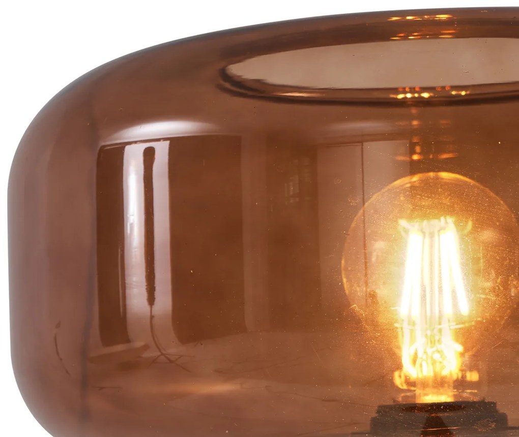 Stylowa lampa podłogowa w stylu Retro, czarna z brązowym szkłem - Bizle Retro Oswietlenie wewnetrzne