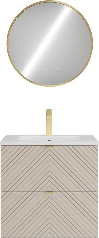 Słupek łazienkowy w jodełkę z wnęką – beż – wys. 140 cm – DORIONI