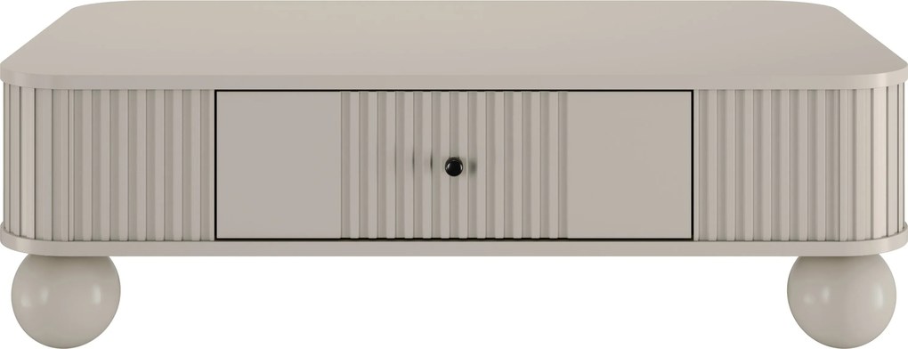 Stolik kawowy Vesper 103x60 cm z szufladą - kaszmir / czarne uchwyty / nogi kule