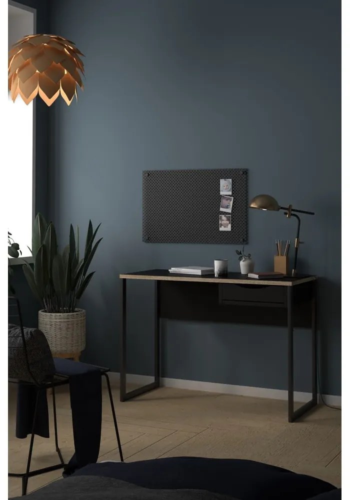Czarne biurko Tvilum Function Plus, 130 x 48 cm