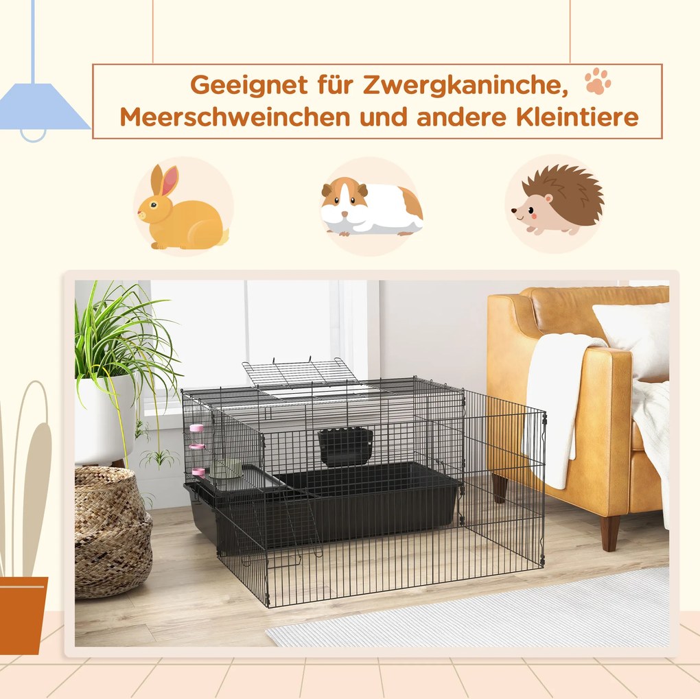 PawHut Klatka dla małych zwierząt z miską na jedzenie