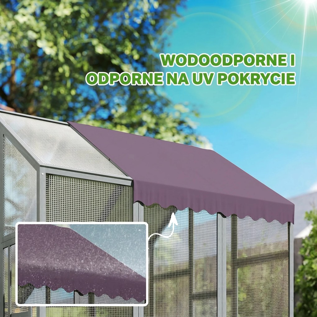 PawHut Wybieg dla kur z wodoodpornym dachem, 2 budki lęgowe, 2 siedzenia, dla 6-8 kur, ok. 1,7 x 1,8 x 1,8 m