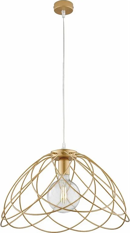 Żyrandol Pagoda z lakierowanego na złoto żelaza z dekoracją w kolorze starego złota z regulowanym kablem elektrycznym, 1 lampa 132 Ø45 BL298-S1-ORO