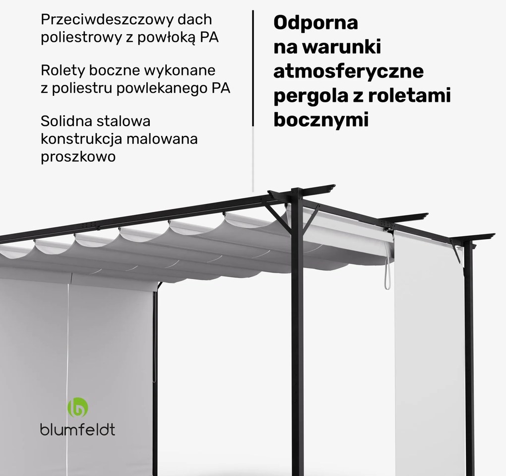 Blumfeldt Pantheon Robust 3x4m Pergola z Boczną Osłoną Kremowy