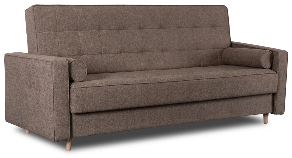 Sofa z Funkcją Spania MALTA Wersalka Rozkładana Dwuosobowa Brązowa Nowoczesna do Salonu