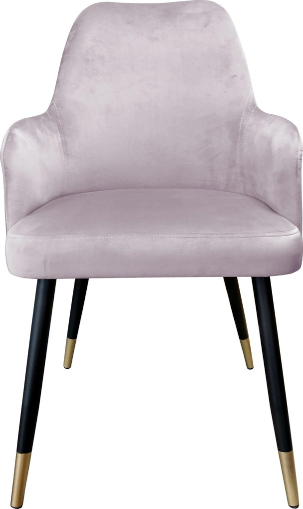 Krzesło WESTA tkanina Welur noga metalowa elegancki styl loftowy : Kolor nogi - Czano-złota stożek, Kolor tkaniny - VELVET - MG55, Typ siedziska - Siedzisko stałe