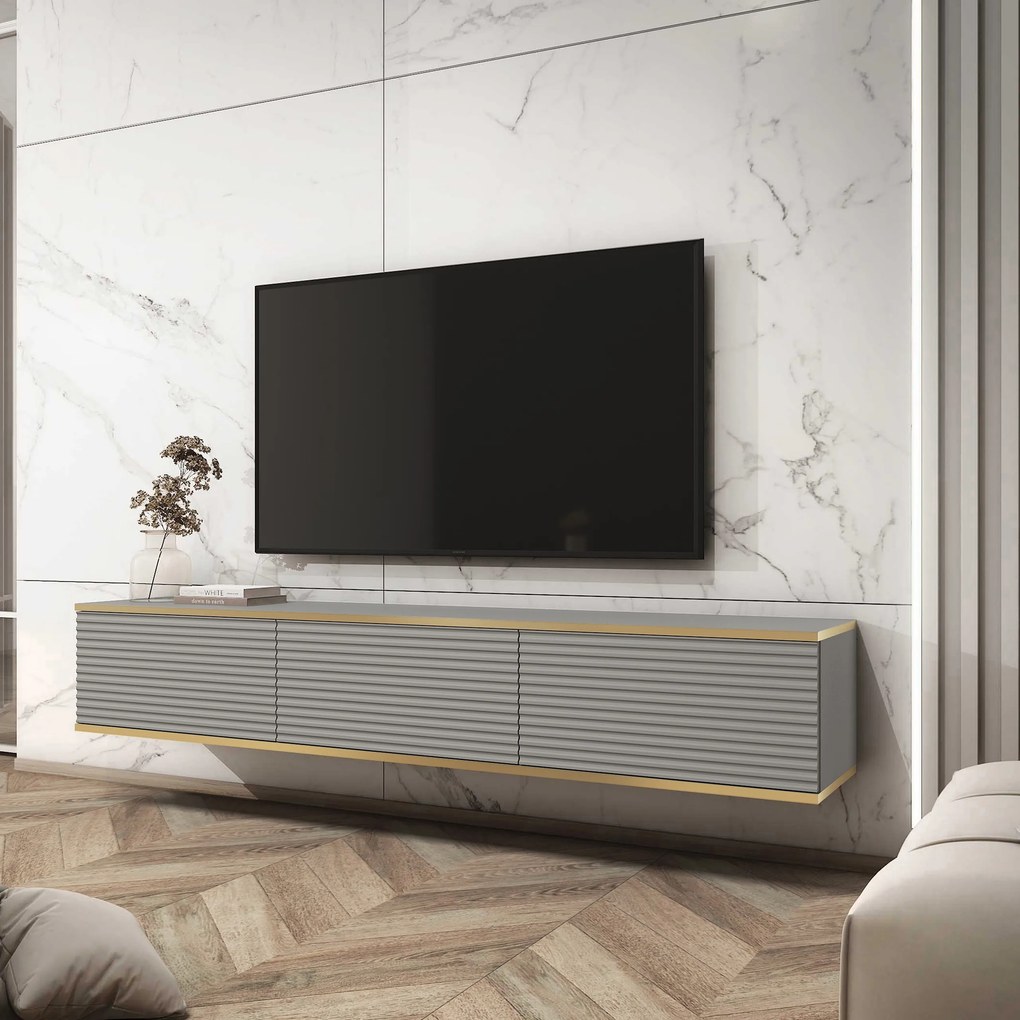 Szafka RTV wisząca VENEZIA 175 cm do Salonu pod Telewizor - Szary