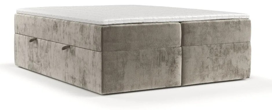 Jasnobrązowe łóżko boxspring ze schowkiem 160x200 cm Yoko – Maison de Rêve