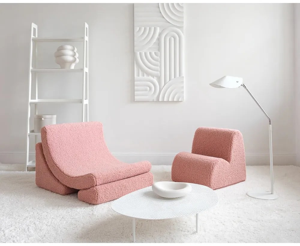 Różowy fotel dziecięcy z materiału bouclé Cloud – Wigiwama