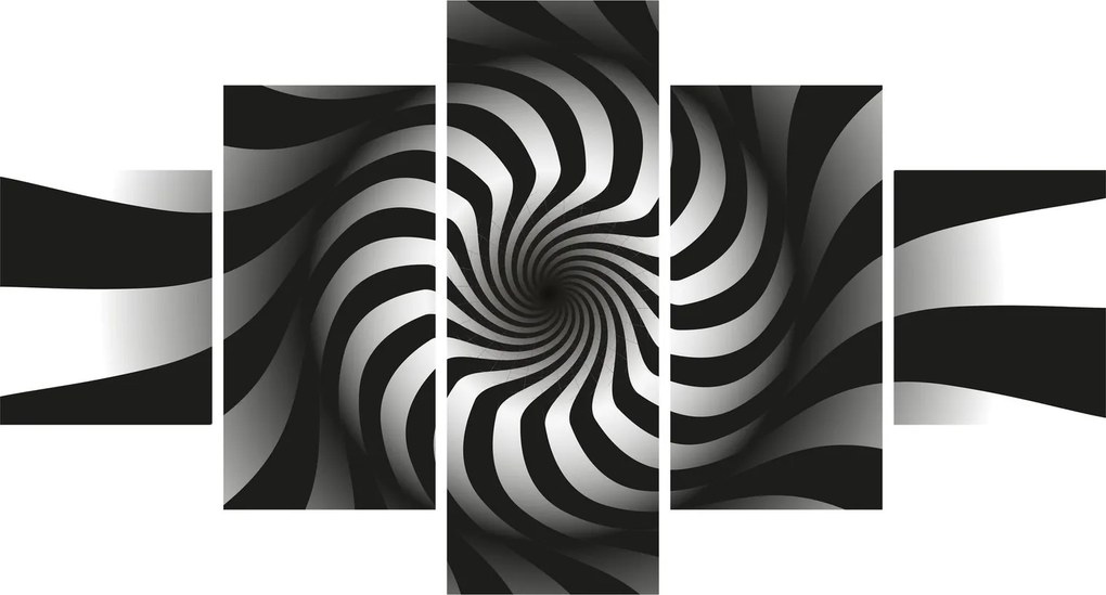 Abstrakcyjny obraz czarno - białej spirali (125x70 cm)