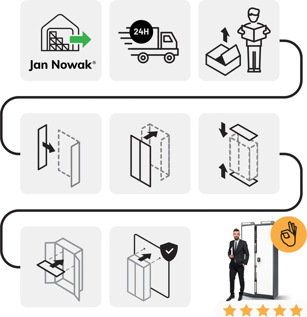 Szafa biurowa na dokumenty antracytowo-biała: JAN, 900 x 1850 x 400 mm