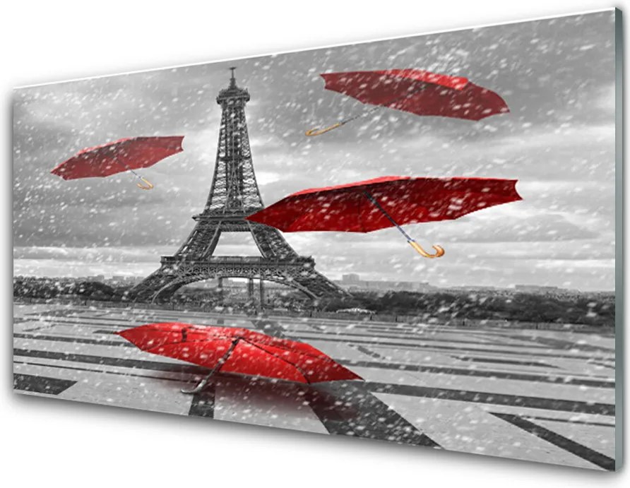 Panel Szklany do Kuchni Romantyczny Spacer pod Wieżą Eiffla