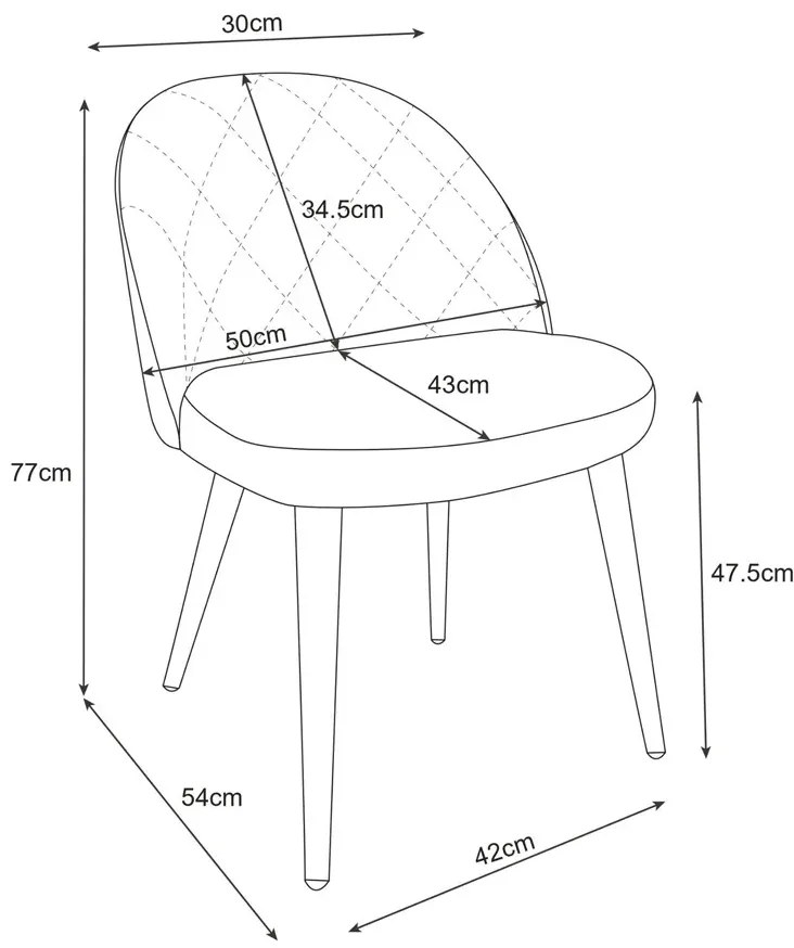 Tapicerowane różowe krzesło z metalowymi nogami F0-S06