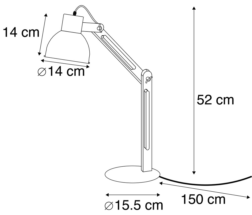 Industrialna lampa stołowa czarna z drewnem - Woodi Nowoczesny Oswietlenie wewnetrzne