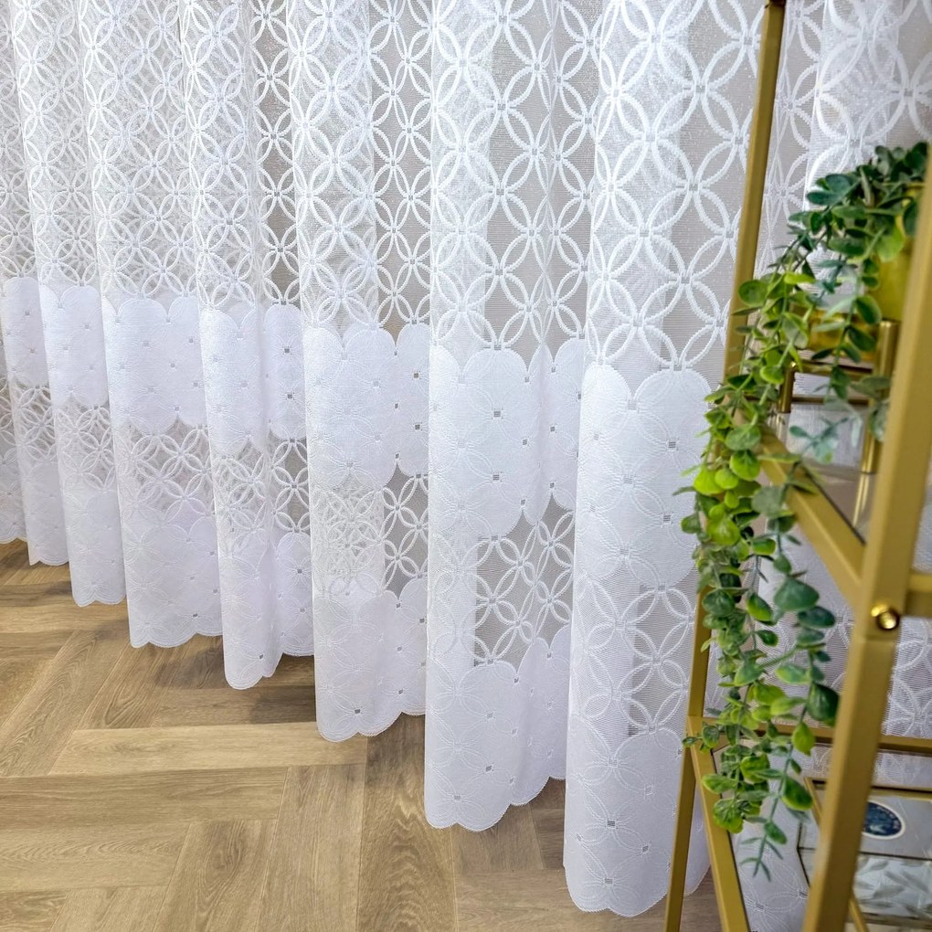 Firana żakardowa z geometrycznym wzorem nowoczesna - wys. 250 cm
