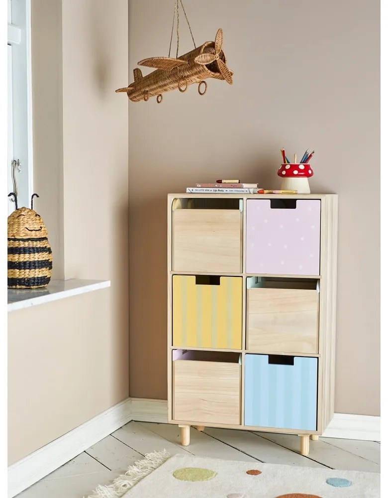 Niska komoda dziecięca z litego drewna paulowni w naturalnym kolorze 25,5x88,5 cm Calle – Bloomingville Mini