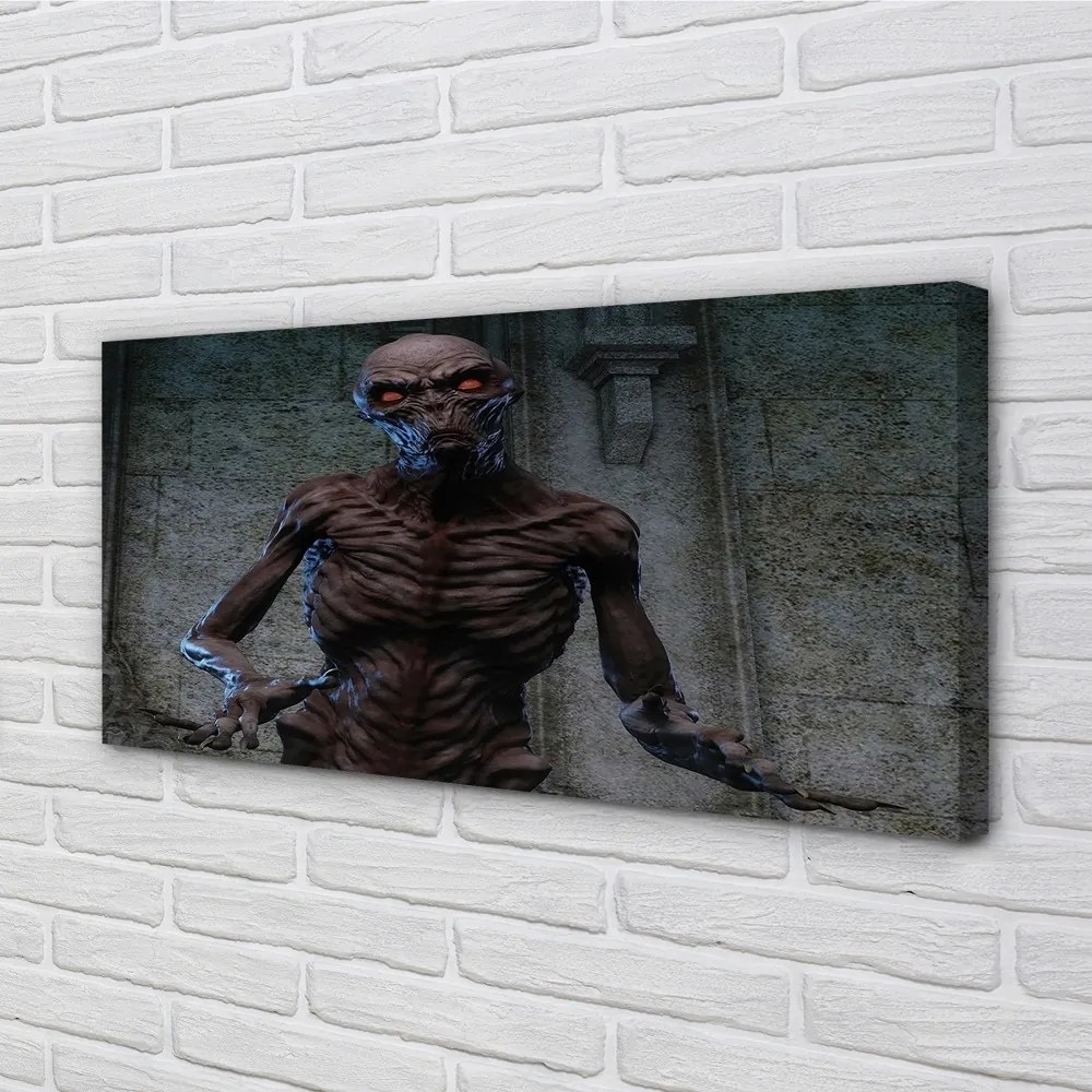 Obraz drukowany na płótnie Straszna Postać w Budynku