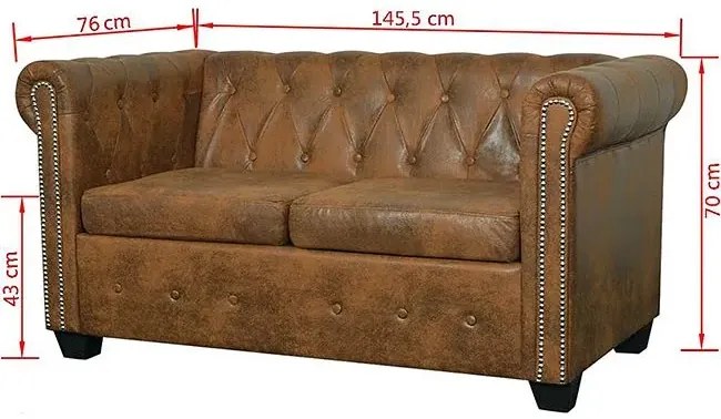 2-osobowa brązowa sofa w stylu Chesterfield - Charlotte 2Q