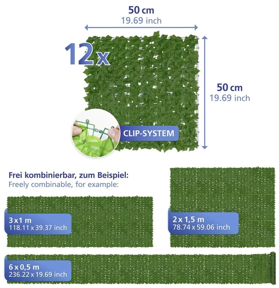 Zielona plastikowa osłona balkonowa 300x100 cm Ivy – Maximex