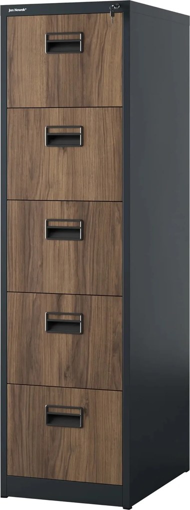 Metalowa szafka kartotekowa 46 x 62 x 162,5 cm, Eco Design Sara V5, kolor antracyt/orzech