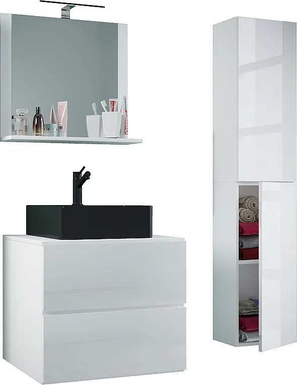 Umywalka 4-częściowa meble łazienkowe Lendas 60 cm L