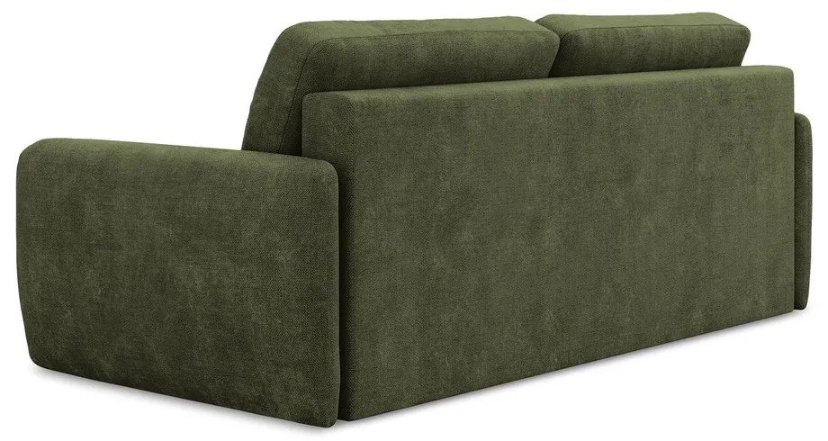Zielona rozkładana sofa z tkaniny szenilowej ze schowkiem 218 cm Lilo – Makamii