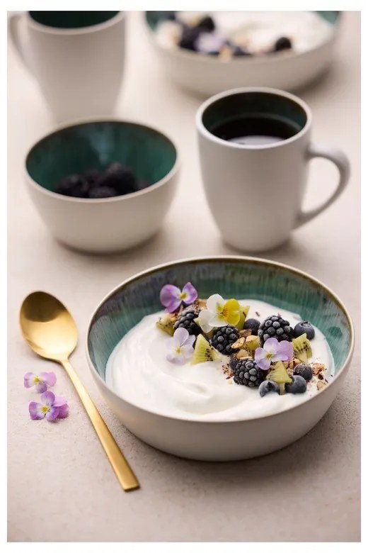 Biało-zielona kamionkowa miska 400 ml Gastro White/Green – Bitz