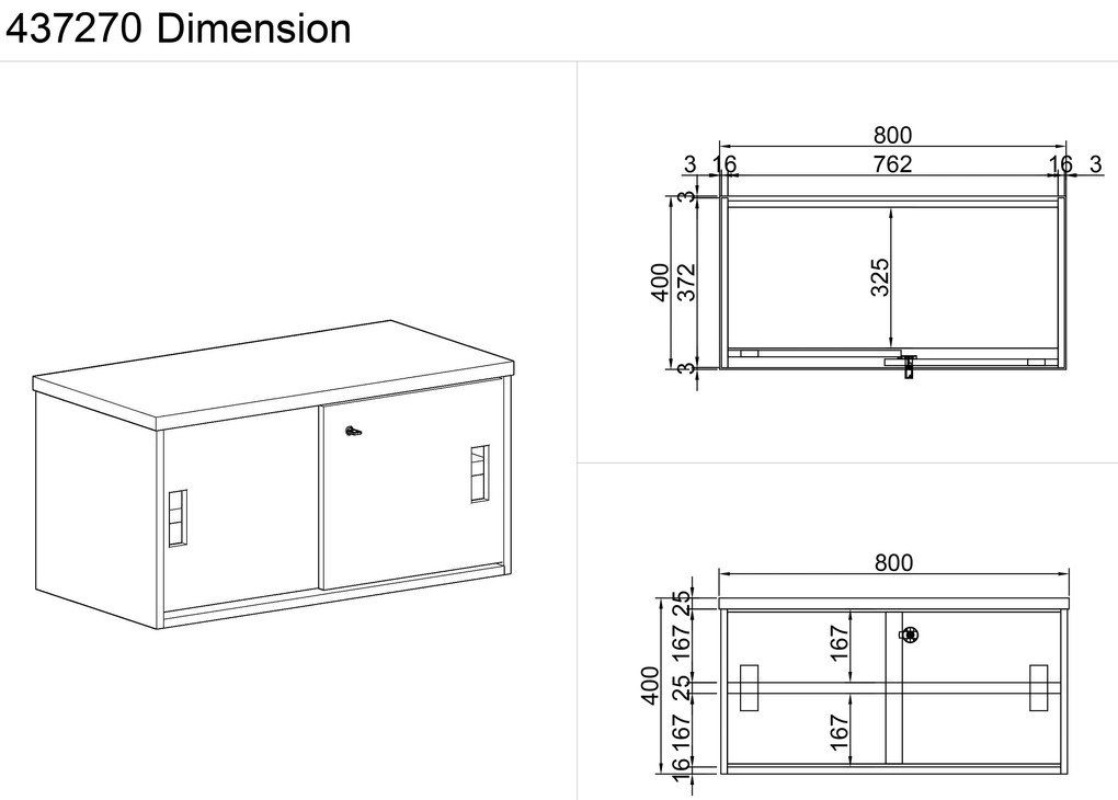 Nadstawka z przesuwnymi drzwiami MIRELLI, 800 x 400 x 400 mm, orzech