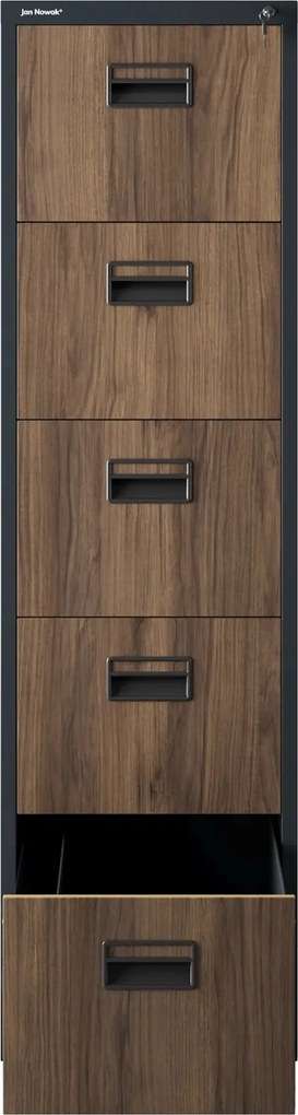Metalowa szafka kartotekowa 46 x 62 x 162,5 cm, Eco Design Sara V5, kolor antracyt/orzech