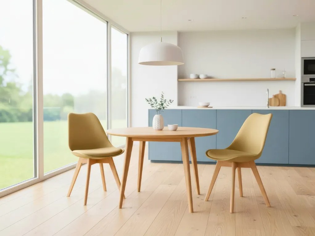 Beżowe krzesło BALI MARK z bukowymi nogami